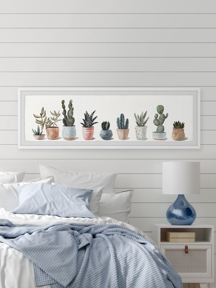 "Succulent Plant Collection" Framed Painting Print, 45x15