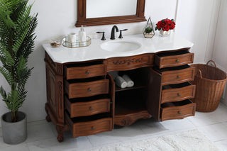 Bathroom Vanity, Teak, 60", Single Sink