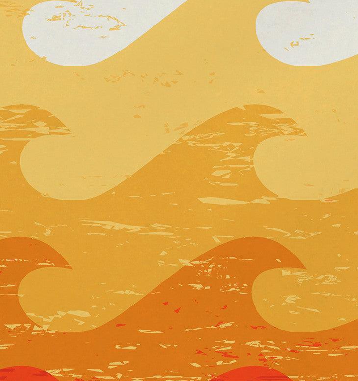 18"x14" Deep Sea, Geometric Print Pacemat, Yellow And Orange, Set of 4