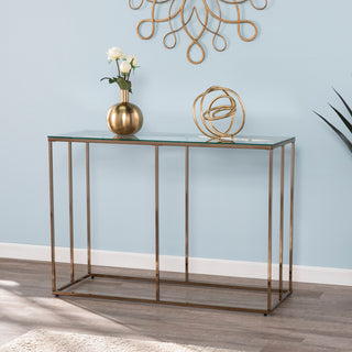 Nicholese Contemporary Glass-Top Console Table, Champagne