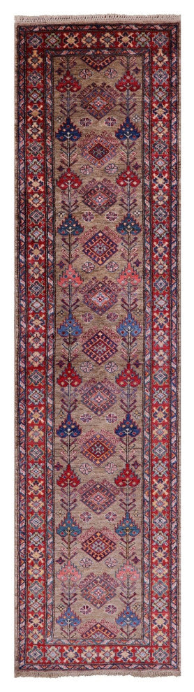Runner Super Kazak Handmade Wool Rug 2' 6" X 10' 2" Q7499