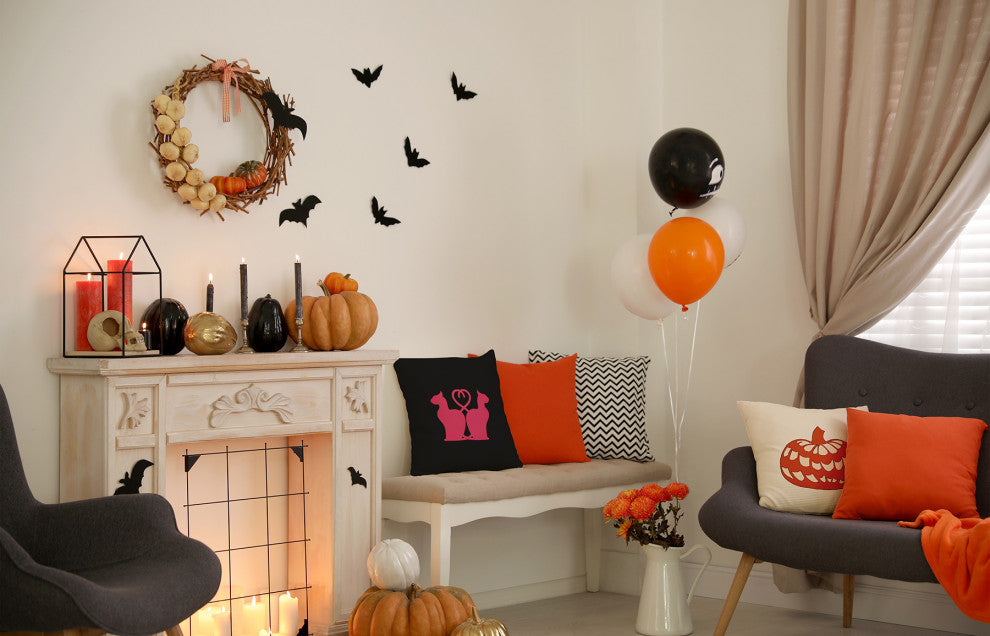 Halloween Cats Accent Pillow With Removable Insert, Tickled Pink, 20"x20"