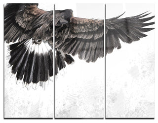 "Low-flying Eagle Illustration" Digital Metal Wall Art, 3 Panels, 36"x28"