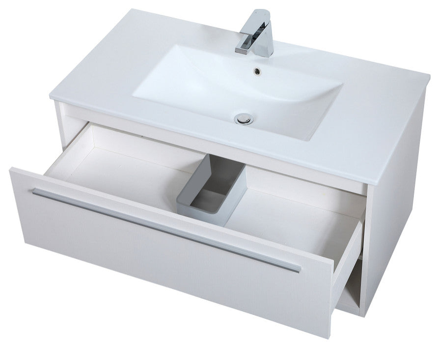 36" Single Bathroom Floating Vanity, White