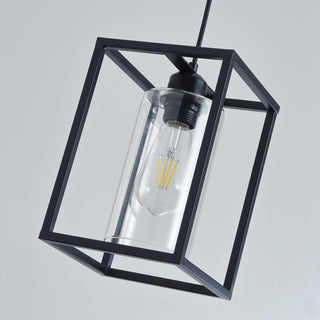 1-Light Rectangular Clear Glass Shade Pendant Lighting Chandelier