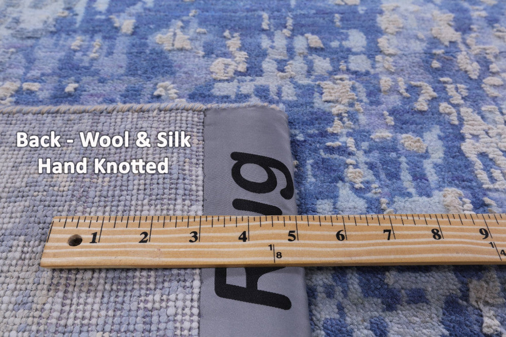 Abstract Wool and Silk Handmade Rug 8' 10" X 12' 6" Q8654
