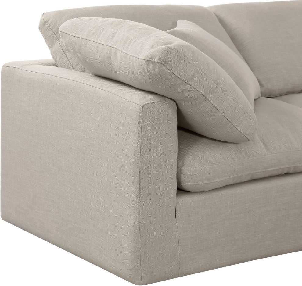 Indulge Upholstered Modular Sofa, Beige, 2-Piece: 2 Corner Chair, Down Stuffed Linen Textured Fabric