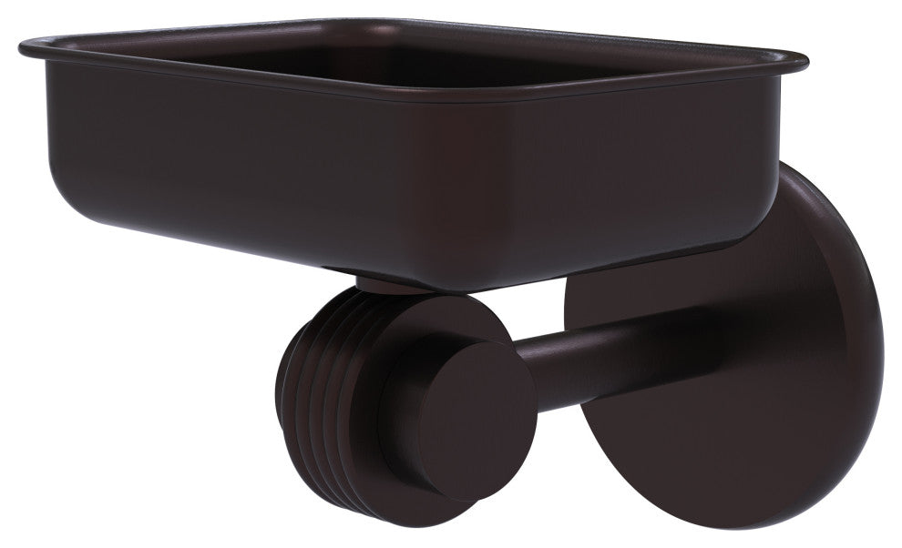 Satellite Orbit Two Wall Mount Soap Dish With Groovy Accents, Antique Bronze
