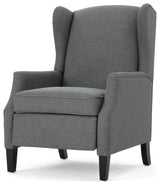 GDF Studio Weyland Contemporary Fabric Wingback Pushback Recliner, Charcoal