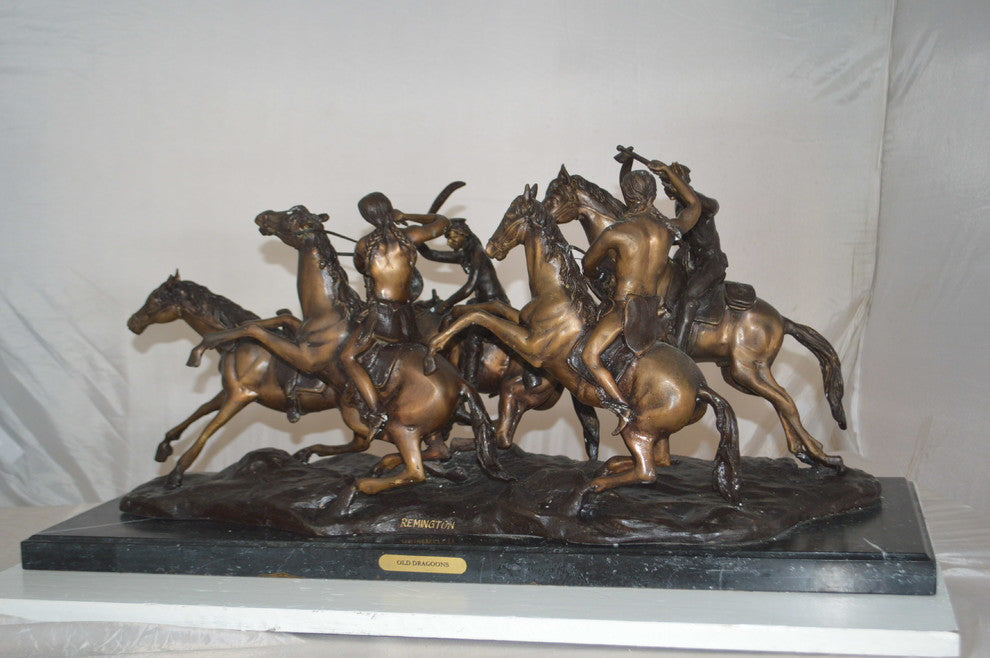 Old Dragon by Remington replica Bronze Statue -  Size: 32"L x 12"W x 13"H.