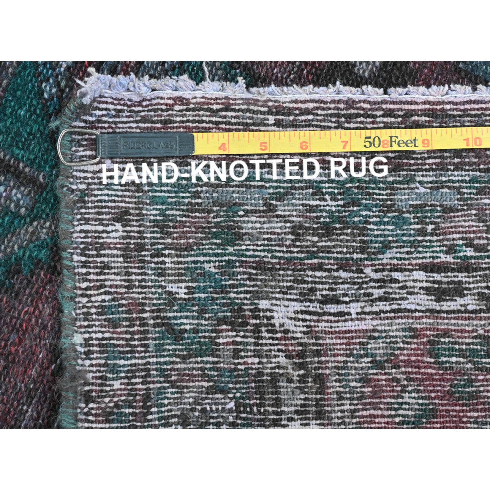 Light Red Overdyed Vintage Persian Hamadan Hand Knotted Pure Wool Rug, 3'5"x9'7"