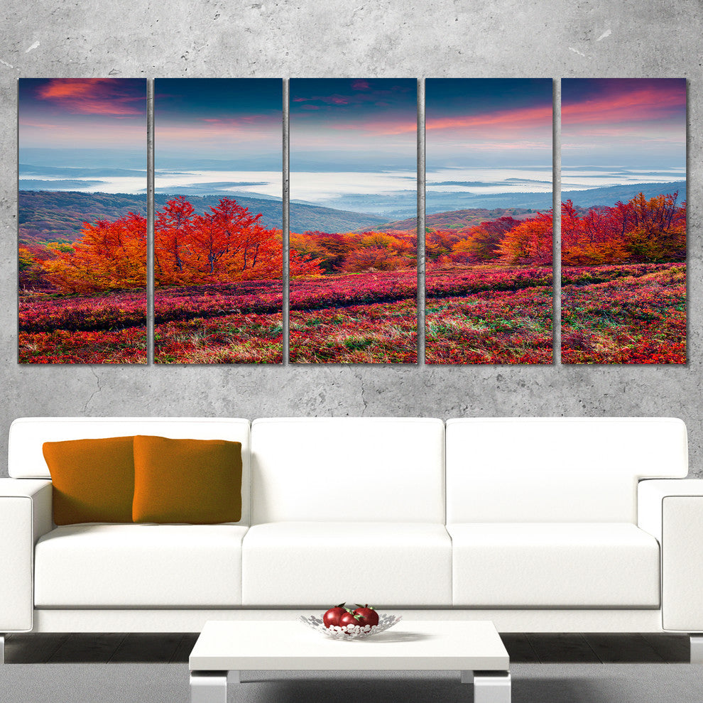 Autumn in the Carpathian Mountains, Landscape Canvas Print, 60"x28", 5 Panels