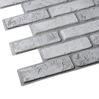 Off White Grey Bricks 3D Wall Panels, Set of 10, Covers 54.4 Sq Ft