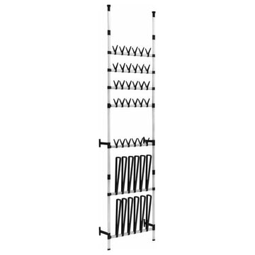 vidaXL Shoe Rack Telescopic Shoe Organizer Shelf Stand with Rods Aluminum