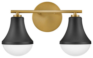 Lark Haddie 14.5" Modern Two-Light Bath Vanity, Black + Lacquered Brass