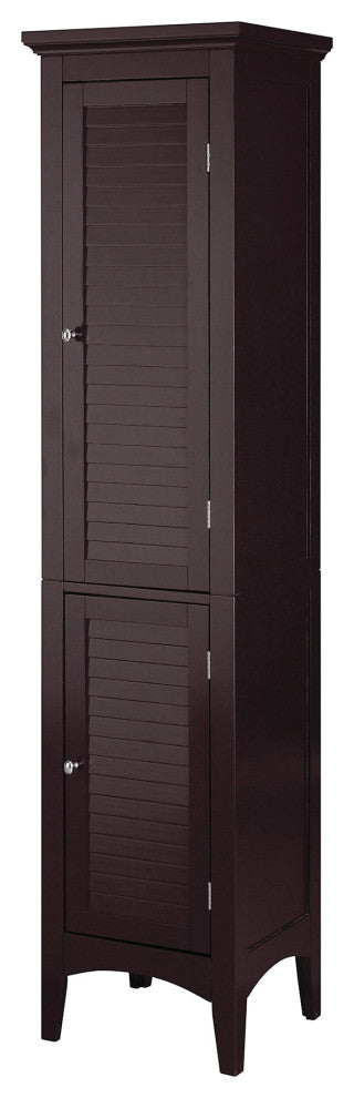 Wooden Bathroom Linen Storage Cabinet Brown