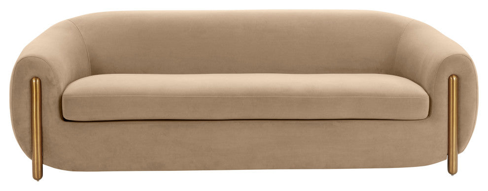 Lina Upholstered Sofa, Cafe Au Lait Brown Velvet