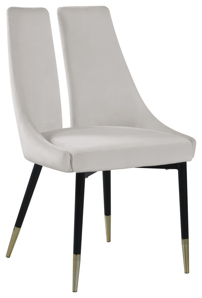 Sleek Velvet Upholstered Dining Chair (Set of 2), Cream