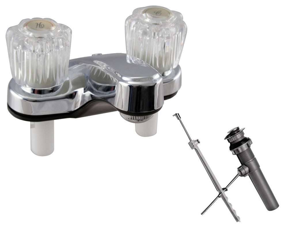2-Handle Acrylic Non-Metalic 4" Centerset Pop-Up, Polished Chrome