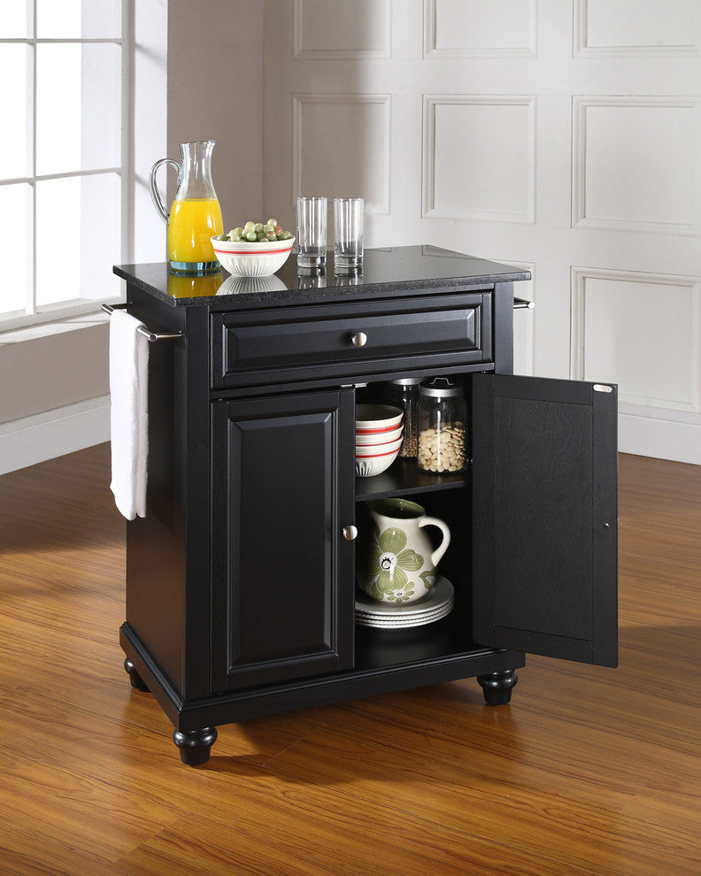 Cambridge Solid Black Granite Top Portable Kitchen Island