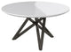 Dining Table With Brushed Gray Stainless Steel Legs, White