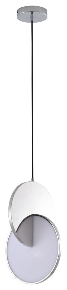 Bethel International DLS91P9W 1 Light LED Pendant, White and Silver