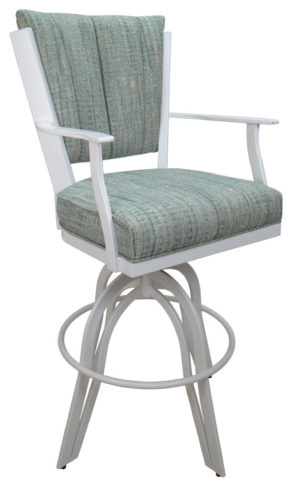 Montana Swivel Tilt Metal 30" Bar Stool or Counter 26" on A Base, Watusi Aquatint, White, 30"