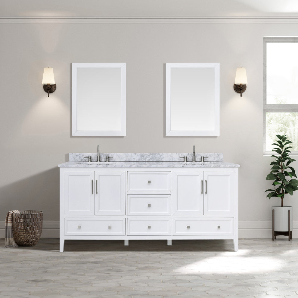 Avanity Everette 72 in. Double Vanity Only in White