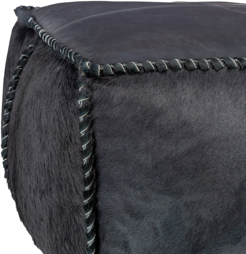 Surya Ranger Ii Black Pouf 13"H X 22"W X 22"D
