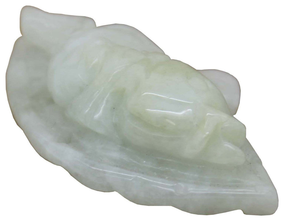 Detail Chinese Hand Carved Natural Jade Fish On Fan Lucky Feng Shui Pendant
