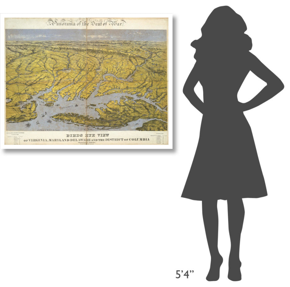 "Virginia, Maryland Delaware and District of Columbia, 1861" Paper Art, 42"x33"