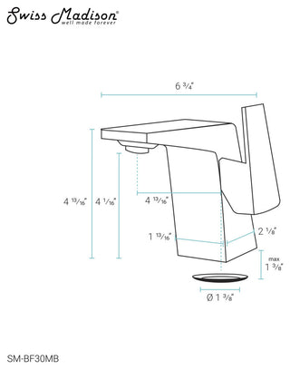Carre Single Hole Single Handle Bathroom Faucet, Matte Black