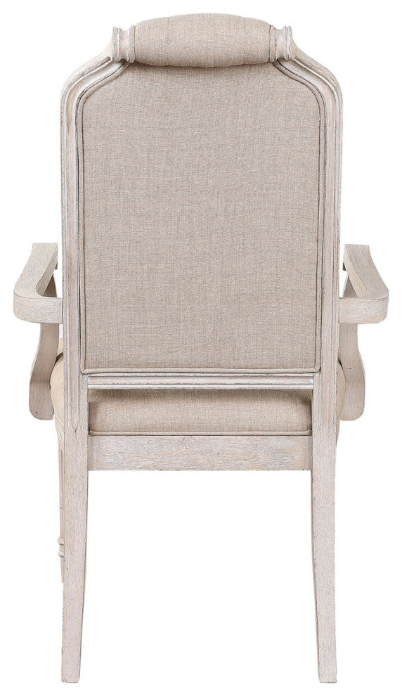 Set of 2 Upholstered Arm Chairs in Antique Champagne Finish
