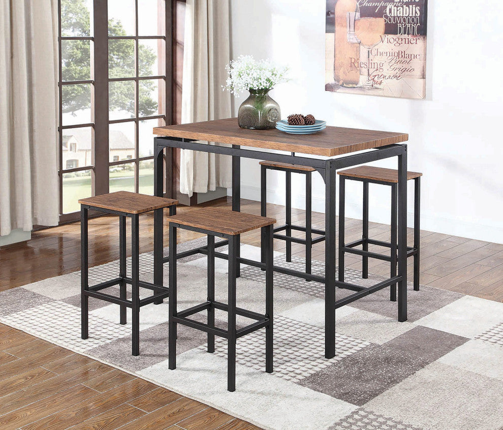 5 Piece Bar Set, Weathered Chestnut and Black