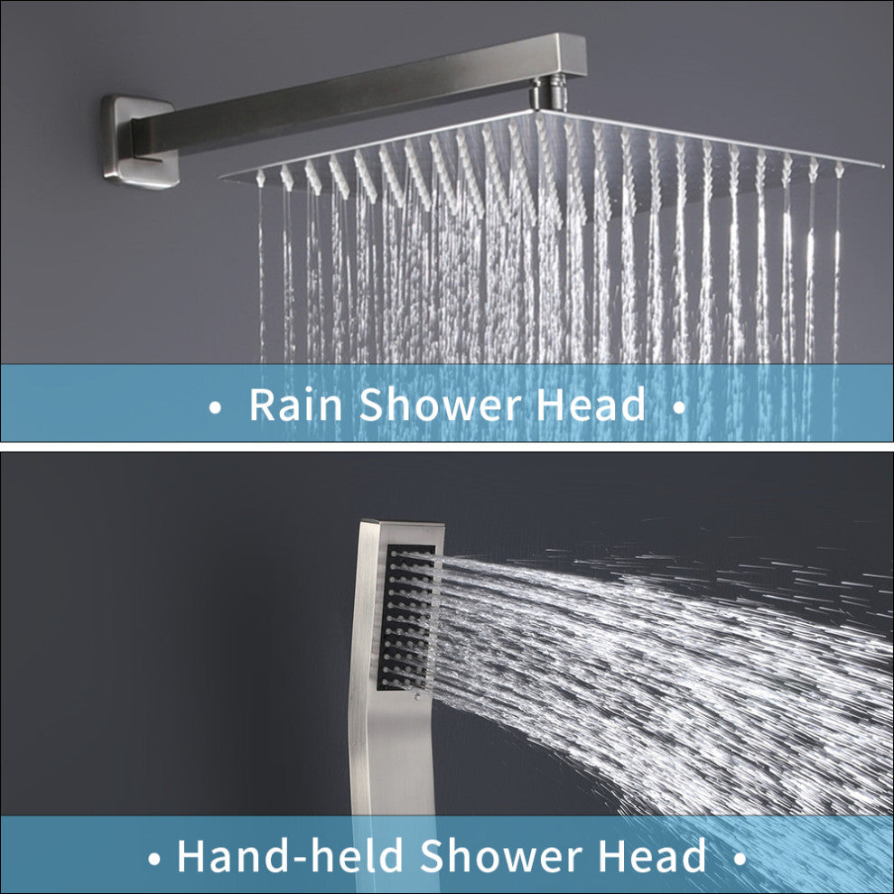 Givingtree Wall Mounted Square Shower System 3 Function 10 in,Brushed Nickel