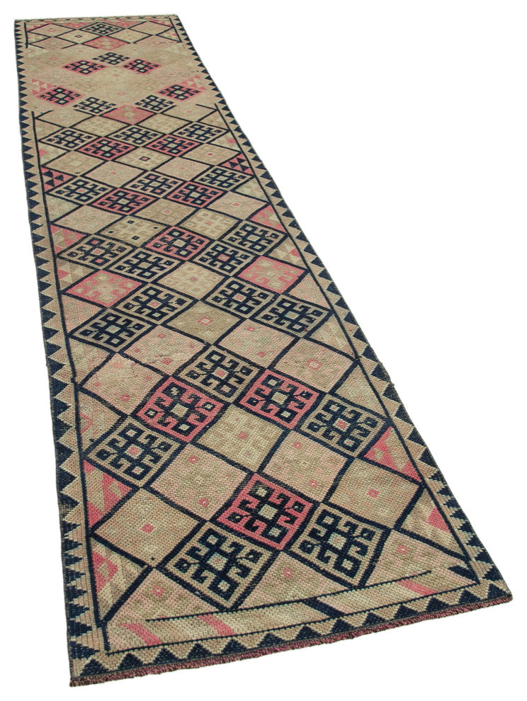Rug N Carpet - Handmade Anatolian 2' 9" x 12' 4" Antique Runner Rug