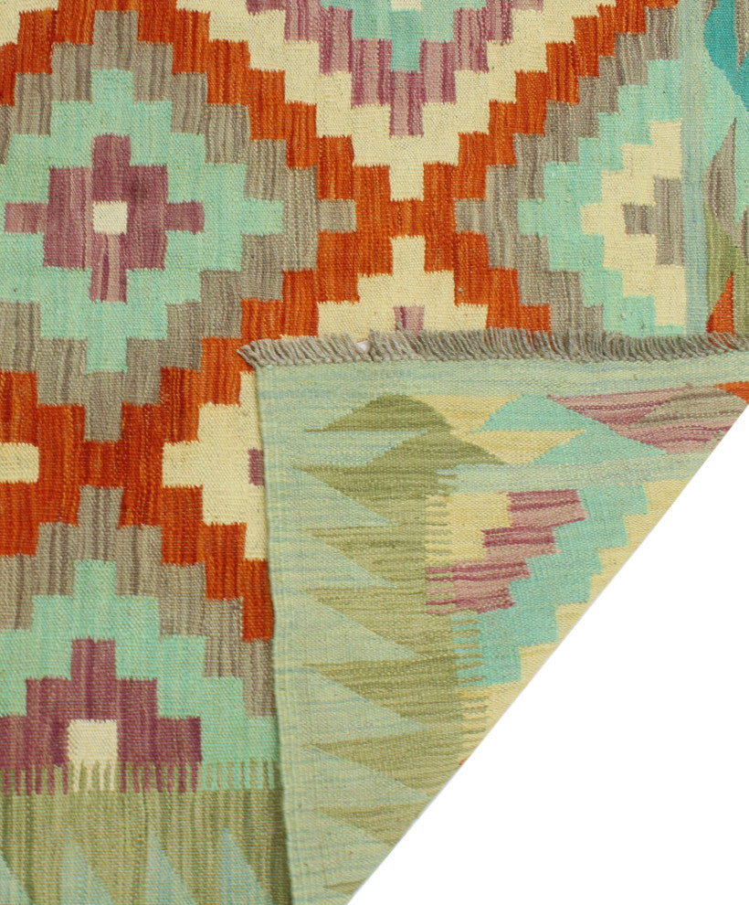 Sangat Flatweave Ashiq Red/Ivory Rug, 4'2 x 6'0