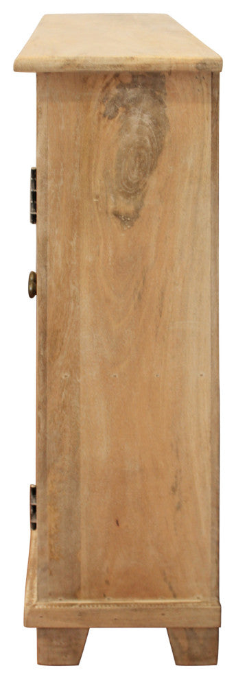 Bayside Jensen 3-Door Solid Wood Sideboard, Distressed Natural Finish