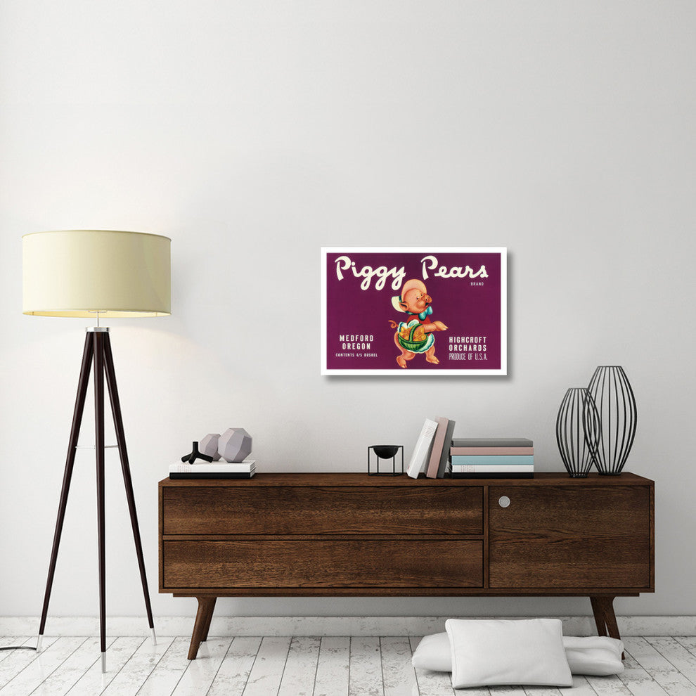 "Piggy Pears Crate Label" Digital Paper Print by Retrolabel, 32"x22"