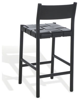 Safavieh Couture Devnie Woven Leather Counter Stool, Black