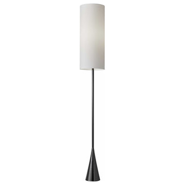 Dramatic Floor Lamp Bell Shaped Base In Black Nickel Finish Metal