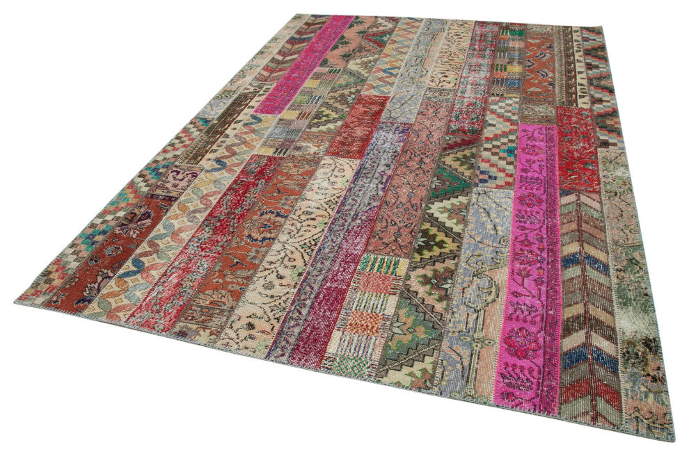 Rug N Carpet - Handwoven Oriental 6' 8" x 10' 0" Vintage Patchwork Area Rug