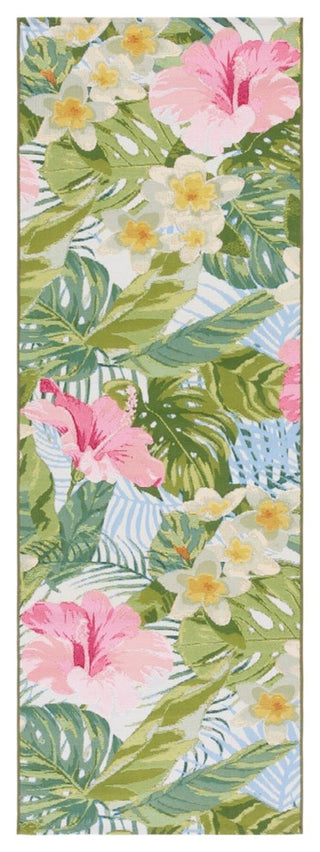 Safavieh Barbados Collection Indoor-Outdoor, BAR516 Rug, Green/Pink, 2'8"x10'5"