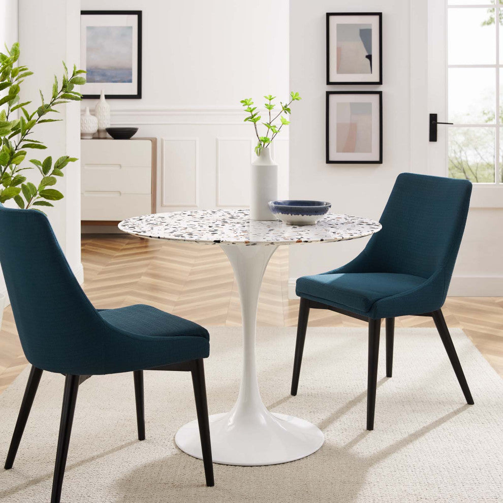 36" Dining Table, Round, White, Wood, Metal, Modern, Bistro Hospitality