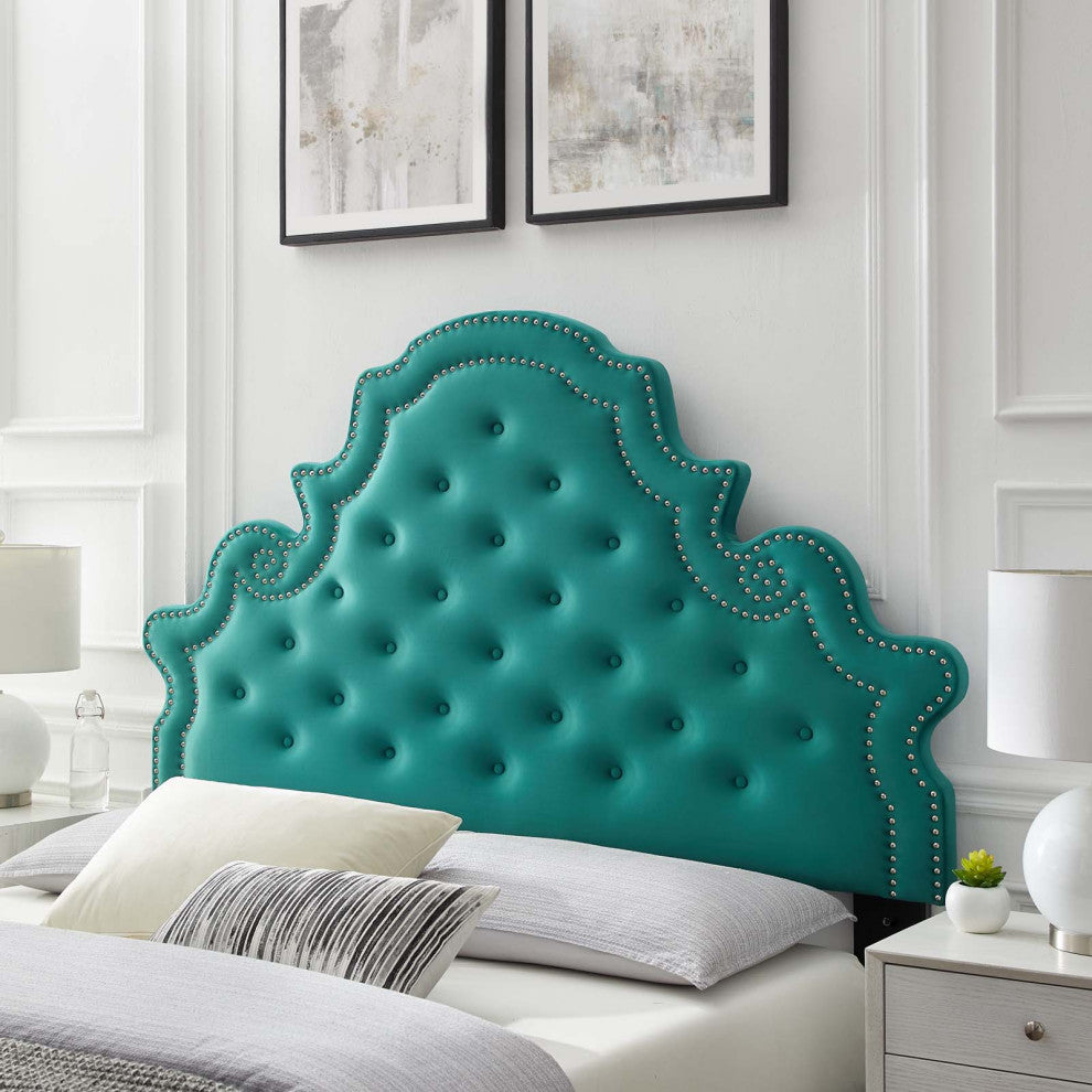 Diana Tufted Performance Velvet Full/Queen Headboard Teal