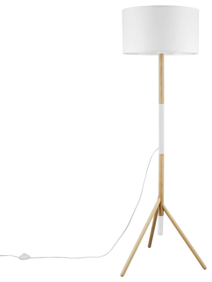 Floor Lamp Light, White Natural, Wood, Modern, Mid Century Bistro Hospitality