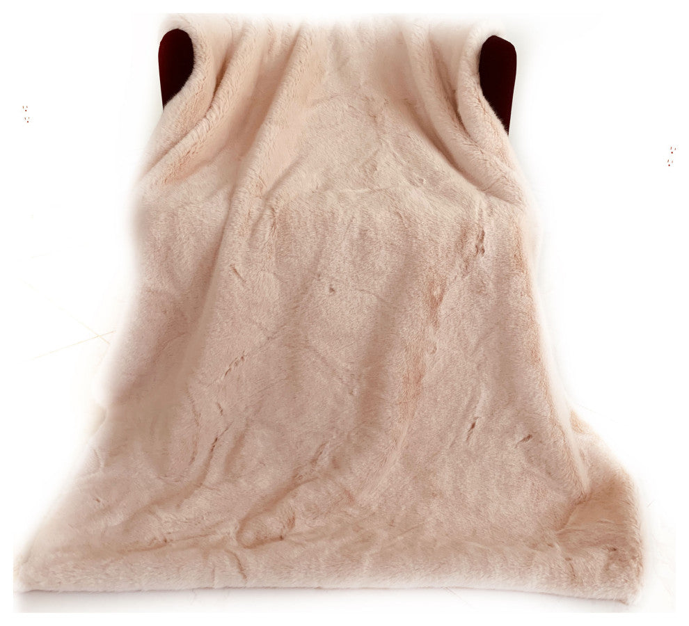 Plutus Pink Plush Faux Fur Luxury Throw Blanket, 80"x110"