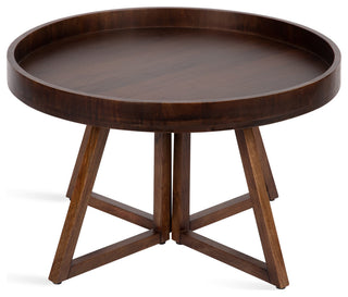 Avery Round Wood Coffee Table, Walnut Brown