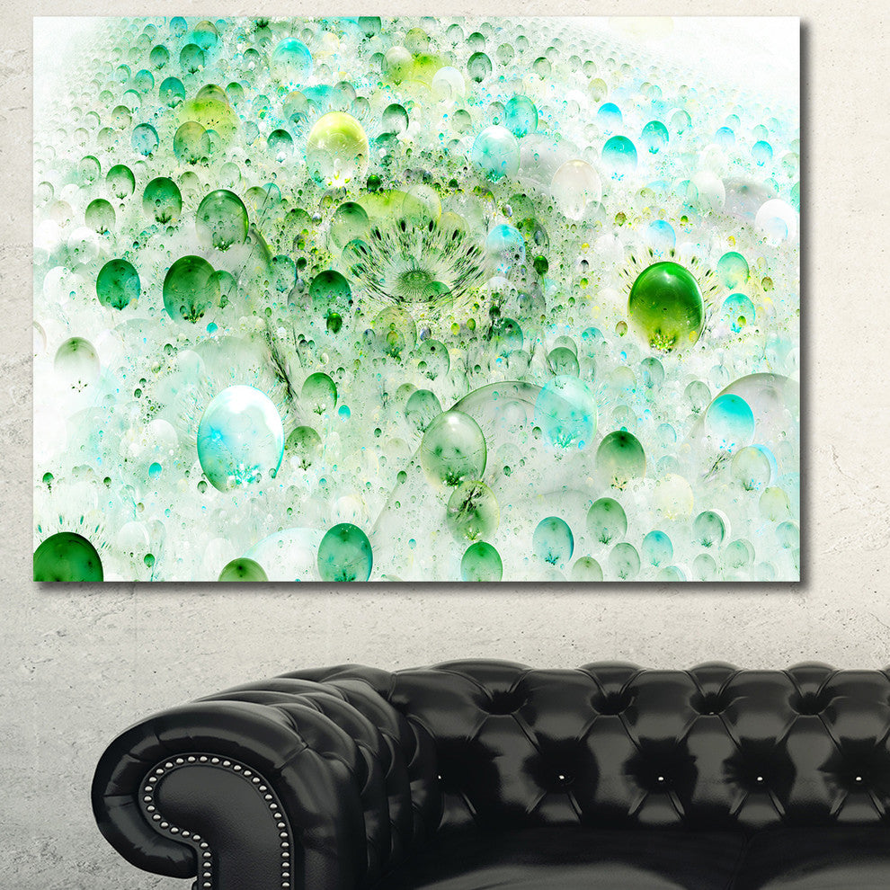 Green Blue Fractal Molecules, Oversized Abstract Canvas Art Print, 60x40