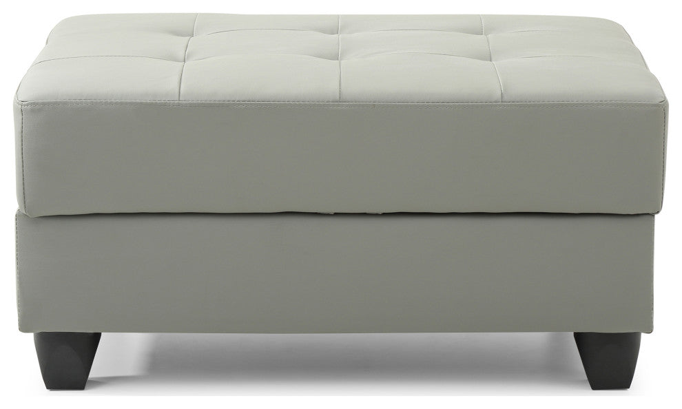 Nyla Gray Faux Leather Upholstered Storage Ottoman